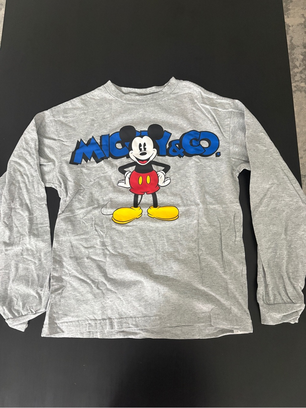 Mickey & Co. Disney Mickey Mouse Gray Long Sleeve T-Shirt Small Adult